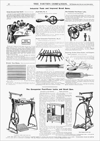 AD: TOOLS, 1890. American magazine advertisements for industrial tools, 1890