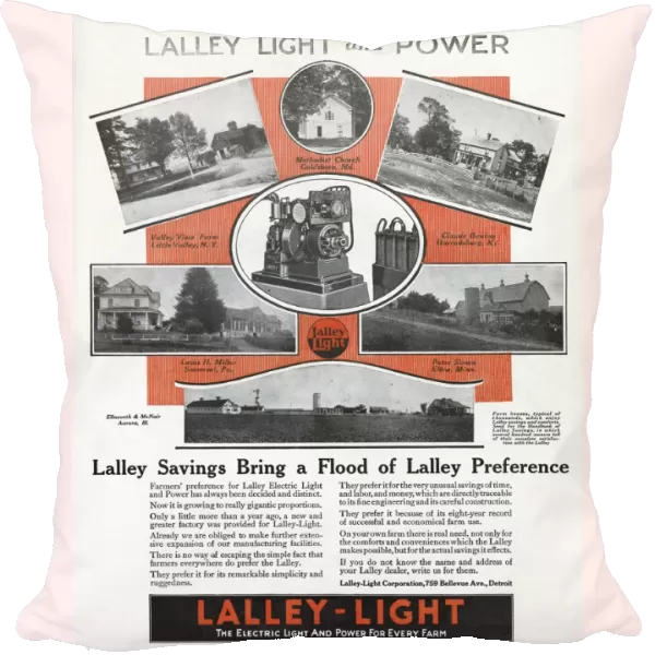AD: LALLEY LIGHT, 1919. American advertisement for a generator manufactured by Lalley Light