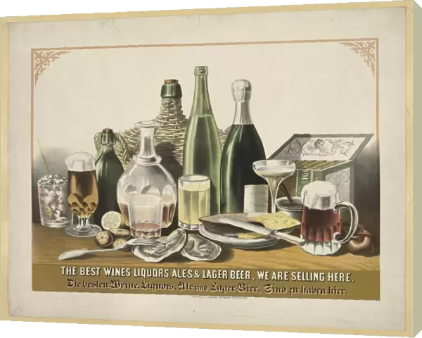 AD: ALCOHOL, c1871. American advertisement, The best wines, liquors, ales & lager beer