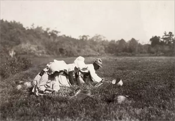 MIGRANT FAMILY, 1911. A migrant family of berry pickers at work on a cranberry