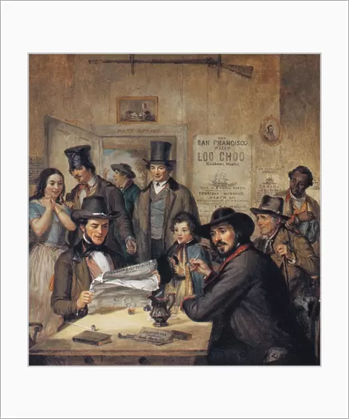 CALIFORNIA GOLD RUSH, 1850. California News, or News from the Gold Diggins. Oil on canvas