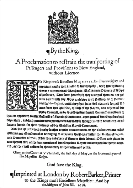 COLONIAL BROADSIDE, 1628. Broadside, issued in England in 1628, relative to the