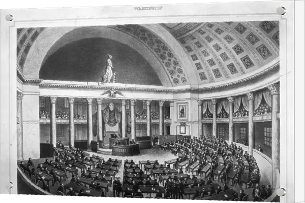 U. S. CONGRESS: HOUSE, 1848. The House of Representatives in session. Lithograph, 1848