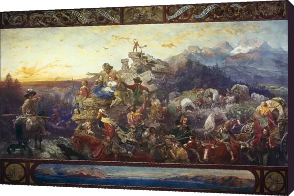 EMIGRANTS TO WEST, 1862. Westward the Course of Empire Takes Its Way. Fresco