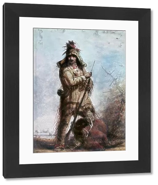 MILLER: ROCKY MOUNTAIN MAN. Louis, a Rocky Mountain Trapper. Painting by Alfred Jacob Miller