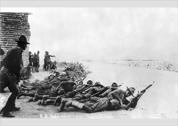MEXICAN EXPEDITION, 1916. U. S. troops in position along the Mexican border at the