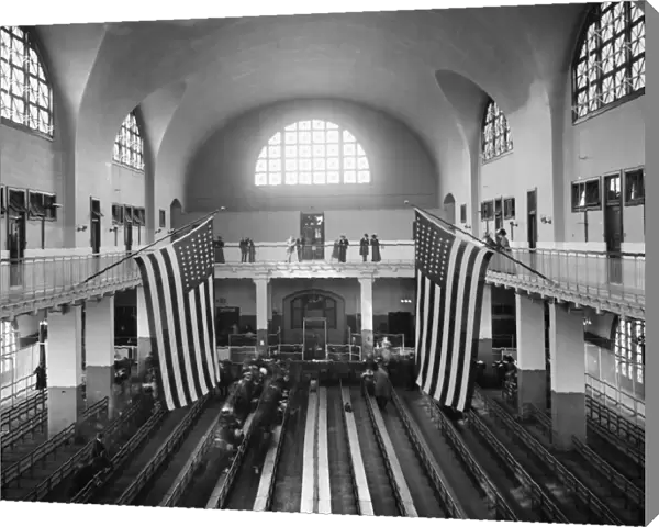 ELLIS ISLAND: GREAT HALL. The Great Hall at the immigration station in New York Harbor