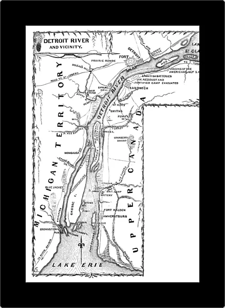 DETROIT RIVER, 1812. Map of Detroit River, the strait between Lake St. Clair and Lake Erie