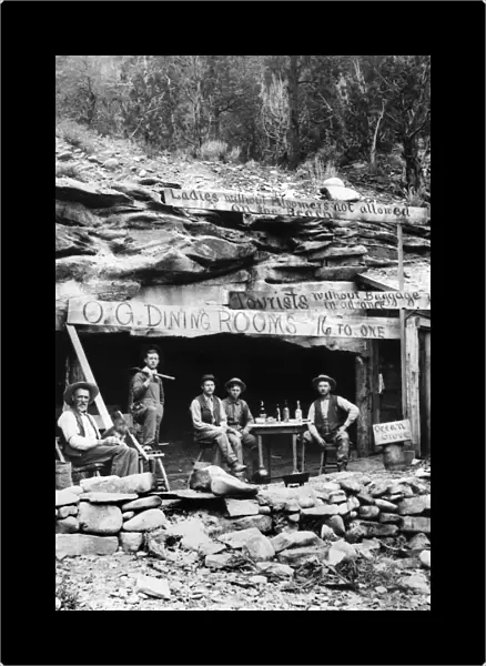 COLORADO: MINERS, 1897. Miners of the Cottonwood Placer Company seated outside