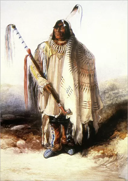 BODMER: HIDATSA NATIVE AMERICAN. Pehriska-Ruhpa (Two Ravens), Hidatsa Native American