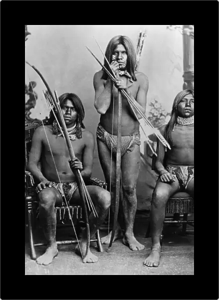 MOHAVE & MARICOPA MEN. Men of the Mohave (standing) and Maricopa tribes. Photographed in Pasadena