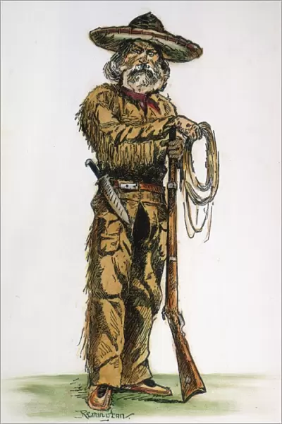 TEXAS COWBOY, 1887. An old-style Texas cowman. Drawing, 1887, by Frederic Remington
