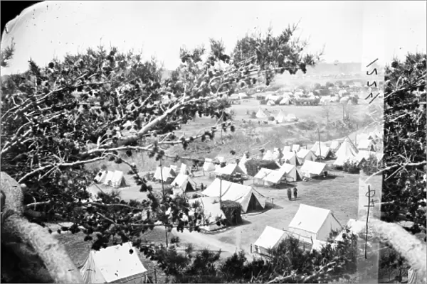 CIVIL WAR: UNION CAMP. Union camp viewed from a tree in Cumberland Landing, Virginia