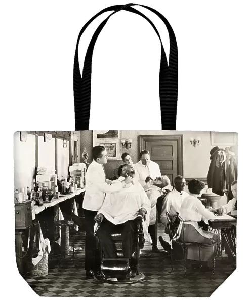 BARBER SHOP, 1920. American barber shop
