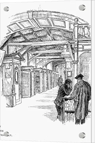 OXFORD: BODLEIAN LIBRARY. Drawing, c1890, by Ernest Stamp