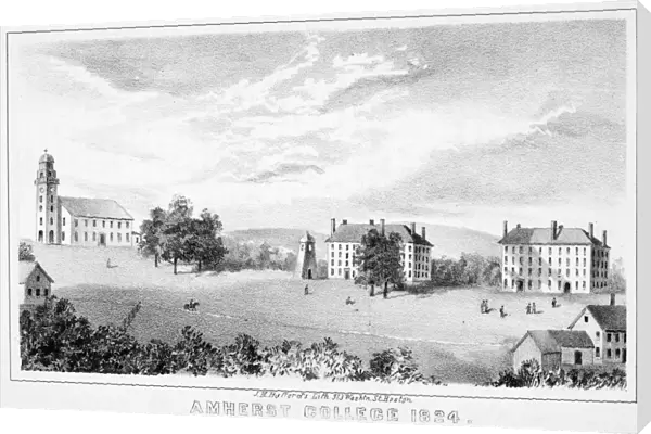 AMHERST COLLEGE, 1824. Amherst College at Amherst, Massachusetts, as it looked in 1824