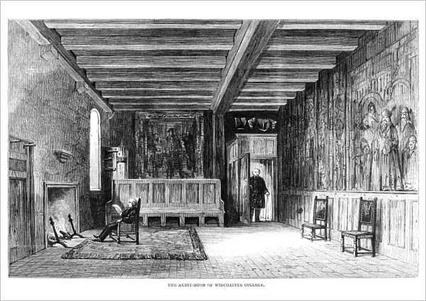 WINCHESTER COLLEGE, 1861. The audit room of Winchester College, an independent