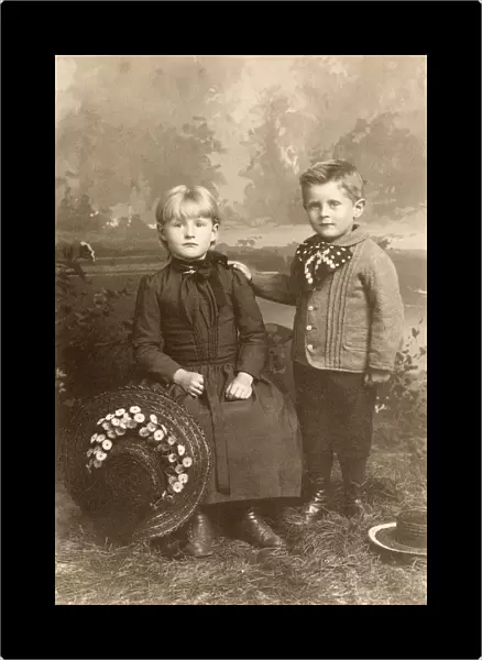 SISTER AND BROTHER, c1890. Original cabinet photograph, c1890, of unidentified American sister
