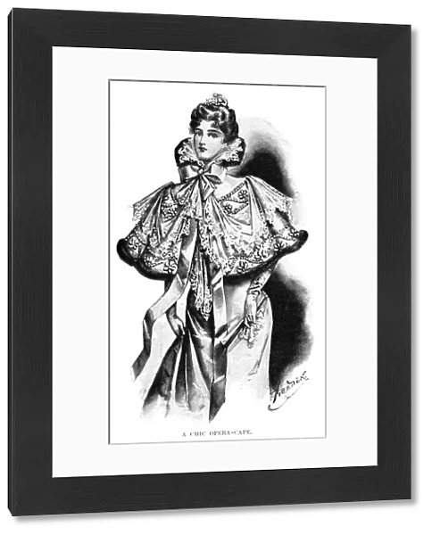 FASHION: CAPE, 1898. An opera cape. English illustration, 1898