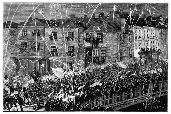 GUY FAWKES DAY, 1883. Guy Fawkes Night at Bridgewater, England, 5 November 1883