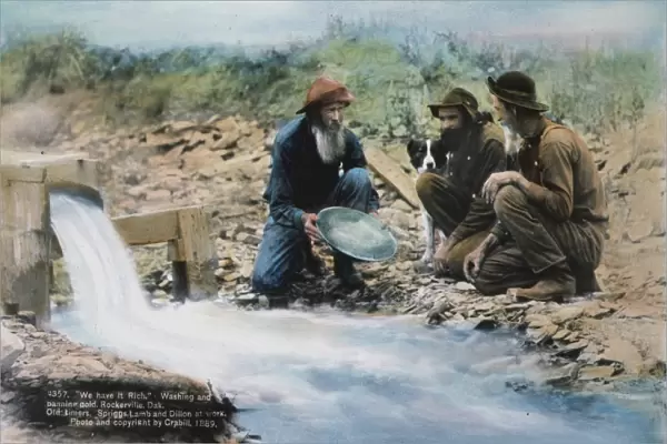 GOLD RUSH, 1889. Prospectors washing and panning gold at Rockerville, Dakota Territory
