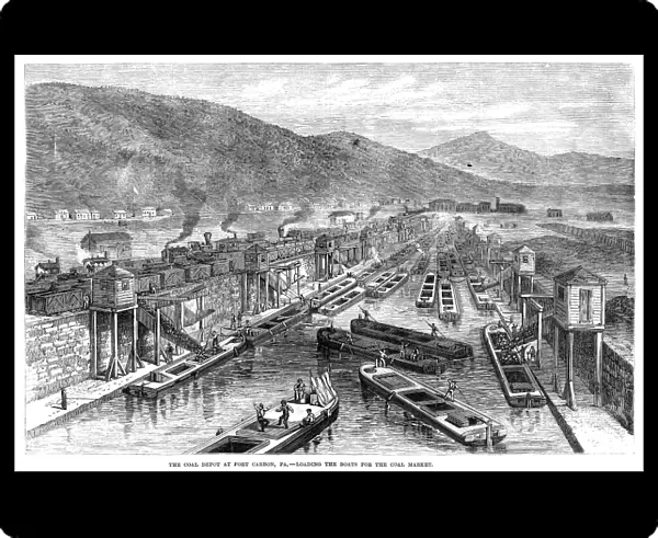 COAL DEPOT, 1867. Loading boats for the coal market at the depot in Port Carbon, Pennsylvania