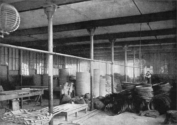 TIRE FACTORY, 1897. Interior of the Beeston pneumatic tire factory in England. Photograph