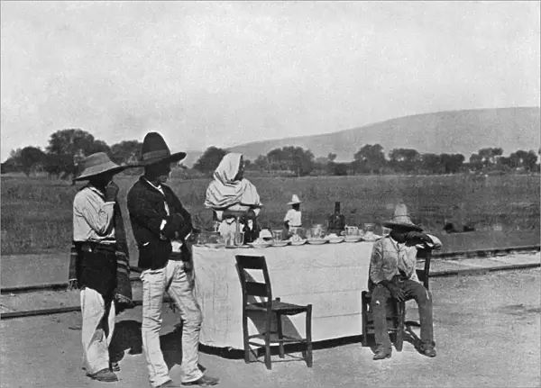 MEXICO: COFFEE, c1890. A coffee stand along the tracks of the Mexican Central Railroad in Mexico