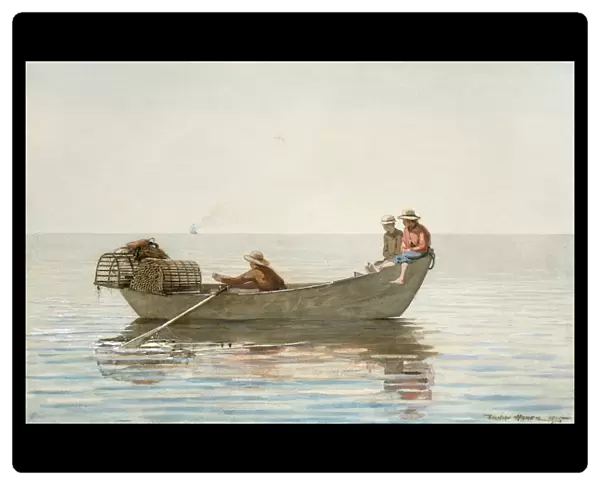 HOMER: THREE BOYS, 1875. Three Boys in a Dory with Lobster Pots. Winslow Homer