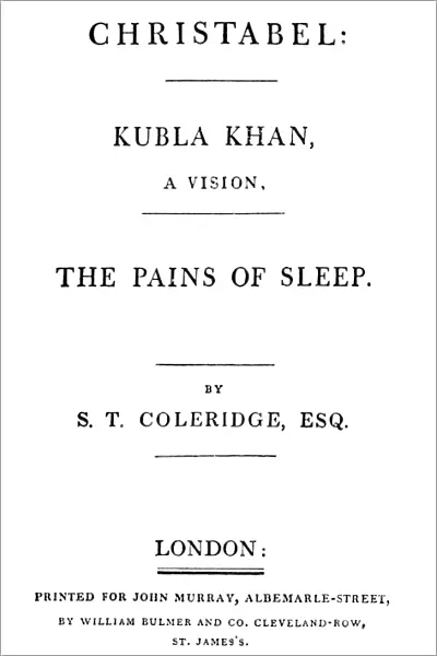COLERIDGE TITLE-PAGE, 1816. Title-page of the first edition of Samuel Taylor Coleridge s