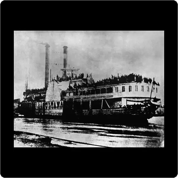 STEAMBOATS: SULTANA, 1865. The paddle steamer Sultana photographed during a stop at Helena