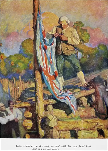 TREASURE ISLAND, 1911. Captain Smollet defies the mutineers. Illustration by N
