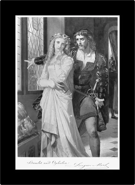 HAMLET AND OPHELIA. Photogravure, 1881, after a painting by Hugues Merle