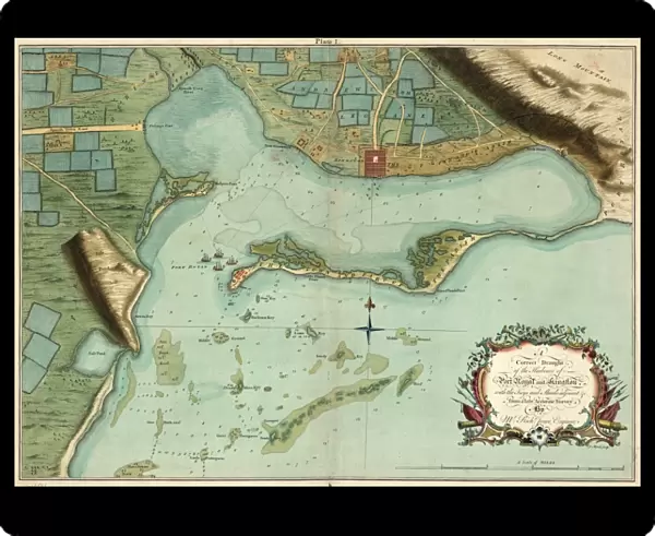 MAP: JAMAICA, 1756. British map of the harbors of Port Royal and Kingston, Jamaica