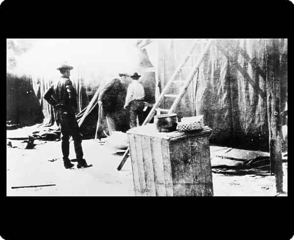 YELLOW FEVER, 1905. Fumigation of mosquito infested sheds in New Orleans, Louisiana