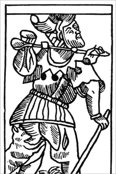 TAROT CARD: THE FOOL. The Fool (Atonement). Woodcut, French, Marseille, 16th century