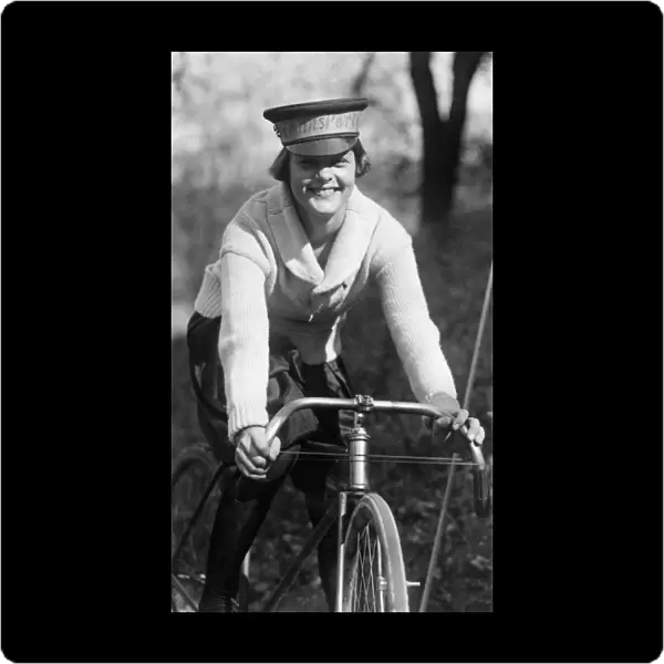 BICYCLE MESSENGER, 1921. Julia Obear, messenger for the National Womans Party