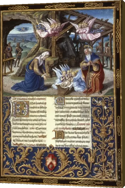 THE NATIVITY Illumination from a late 15th century French Missal