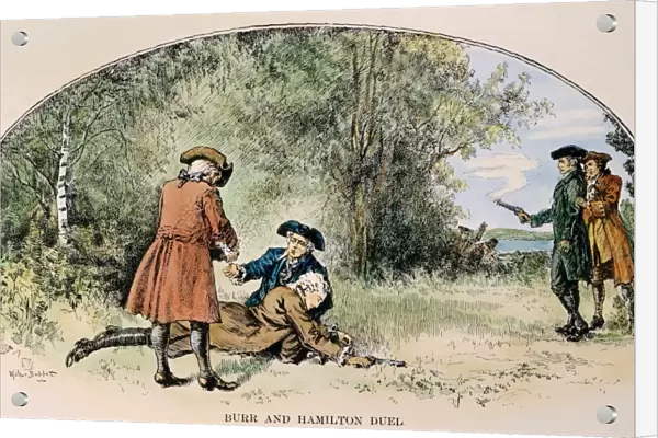 HAMILTON-BURR DUEL, 1804. Alexander Hamilton lying mortally wounded after his duel