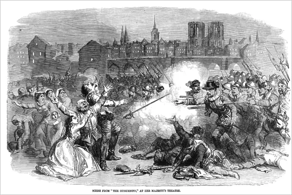 PLAY: THE HUGUENOTS, 1858. Scene from the play, The Huguenots, performed at Her