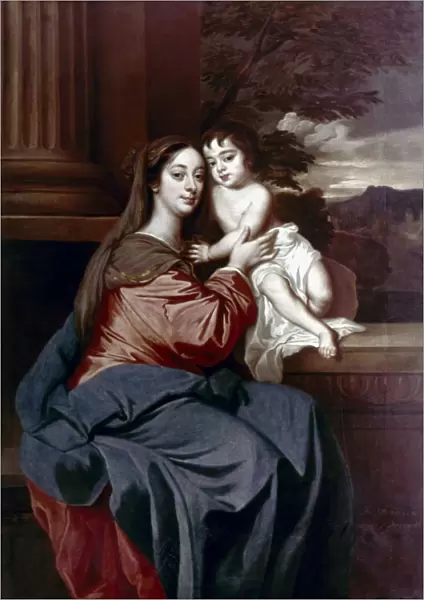 BARBARA PALMER (1640-1709). Duchess of Cleveland, with her son, Charles Fitzroy as the Madonna