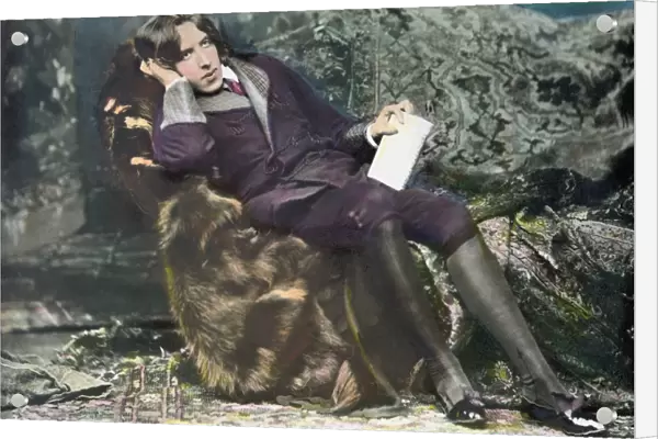OSCAR WILDE (1854-1900). Irish writer and wit. Oil over a photograph, 1882, by Napoleon Sarony