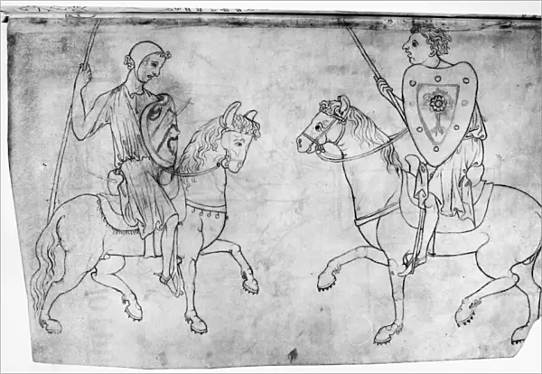 VILLARD DE HONNECOURT (fl. c1225-1250). French architect. Two men with spears on horseback