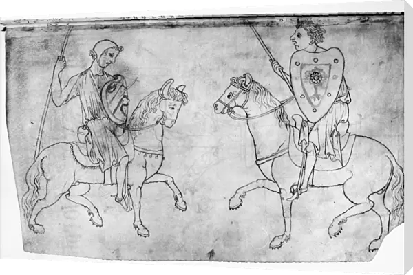 VILLARD DE HONNECOURT (fl. c1225-1250). French architect. Two men with spears on horseback
