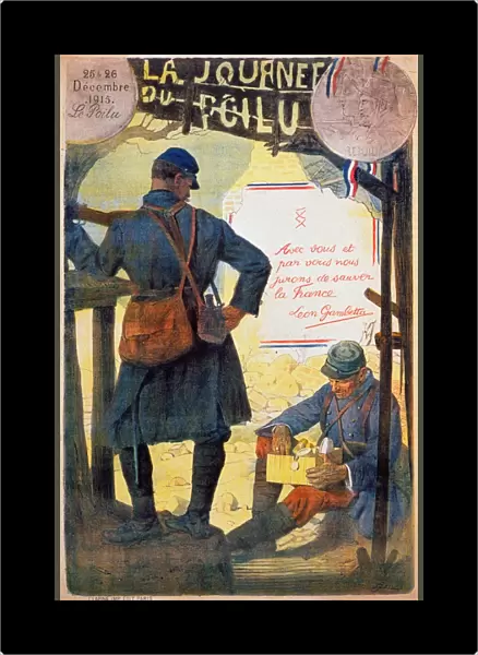 WORLD WAR I: FRENCH POSTER. French poster, 1915, depicting two French troops, one