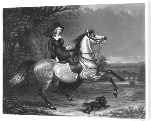 HORSEBACK RIDING, 1842. Engraved illustration for the poem My Bonnie Steed by Alex Irvine