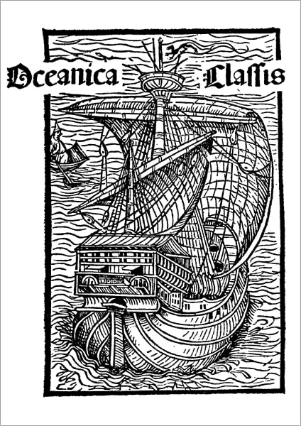 0006869. CARAVEL: LATEEN-SAIL, 1493.. A Spanish caravel similar to the Santa Maria