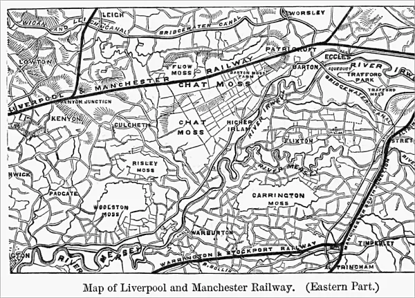 ENGLAND: RAILROAD MAP. Map of the Liverpool and Manchester Railway (Eastern Part)
