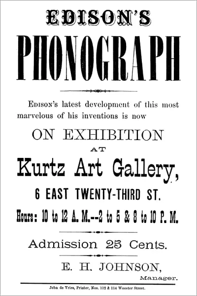 PHONOGRAPH AD, c1880. A New York City broadside, c1880, inviting the curious for