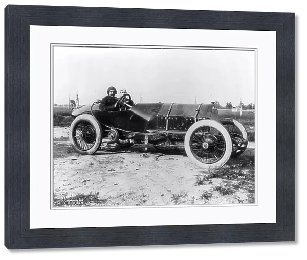 RACECAR DRIVERS, c1913. Two drivers in a racecar. Photograph, c1913